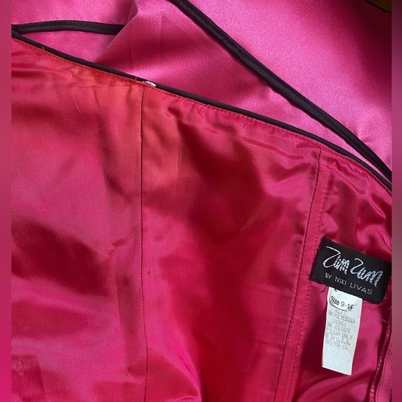 Vintage 90s/Y2K Barbie Mermaid Pink Black Strapless Bow Train Formal Dress 9/10 - Picture 9 of 9